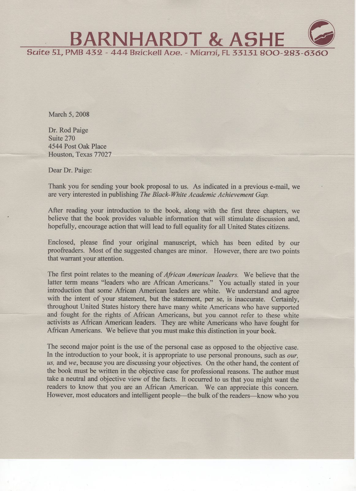 Rod Paige Letter From Barnhardt