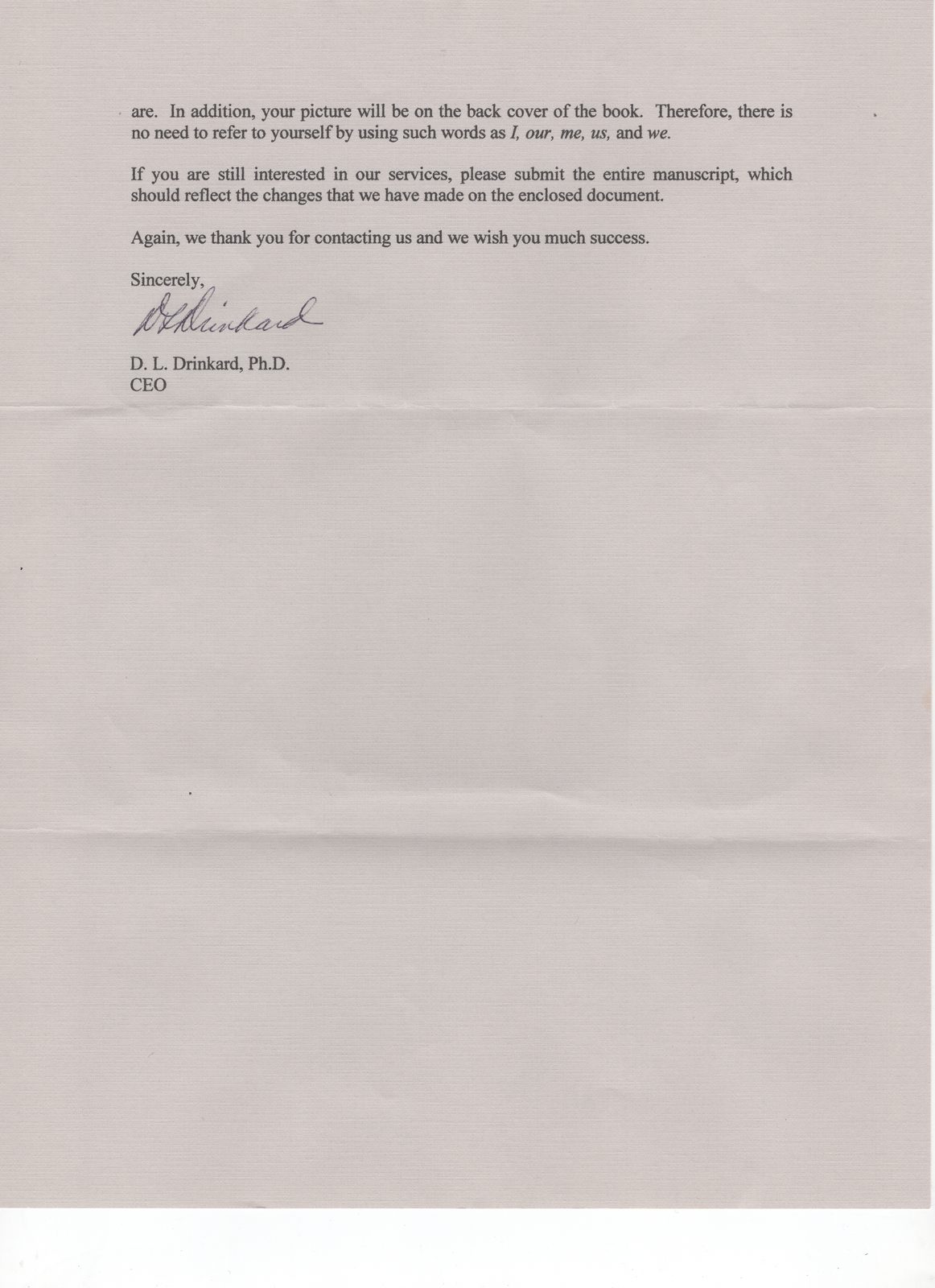 Rod Paige Letter From Drinkard