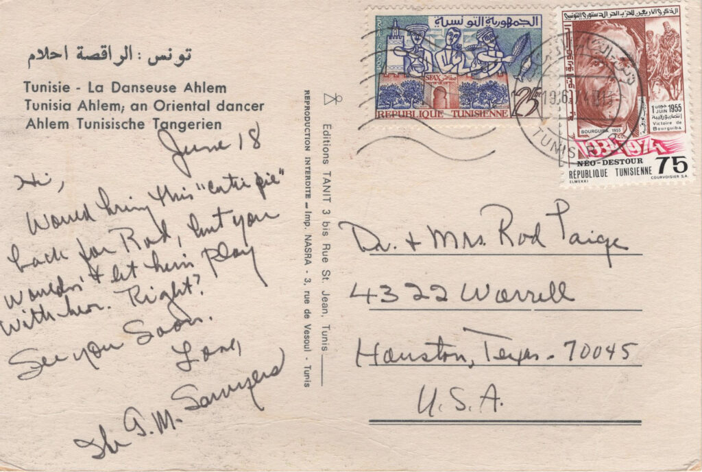 A handwritten note or card.